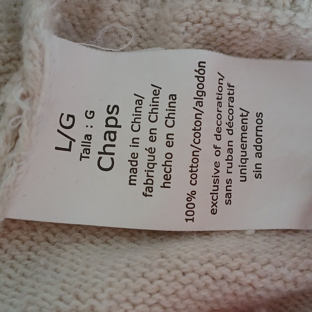 Chaps Ralph Lauren Mens Cream Button Up Classic Cardigan Sweater V-Neck Knit-L - Picture 5 of 8